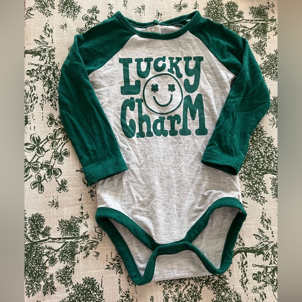 Little Sleepies Lucky Charm Green & Gray Baby Bodysuit